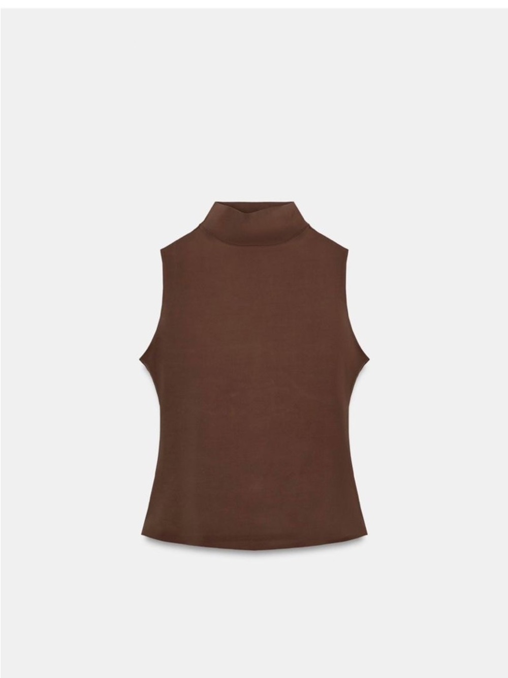 Zara Brown Sleeveless Mock-Neck Tank